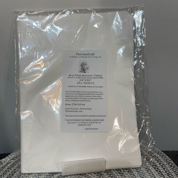 The Linen Lady Acid Free Archival Tissue Paper Pack of 25 Large Sheets NWT - Picture 1 of 2